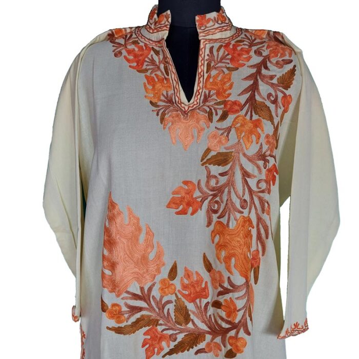 Light Yellow Summer Cool Kashmiri Female Kurta