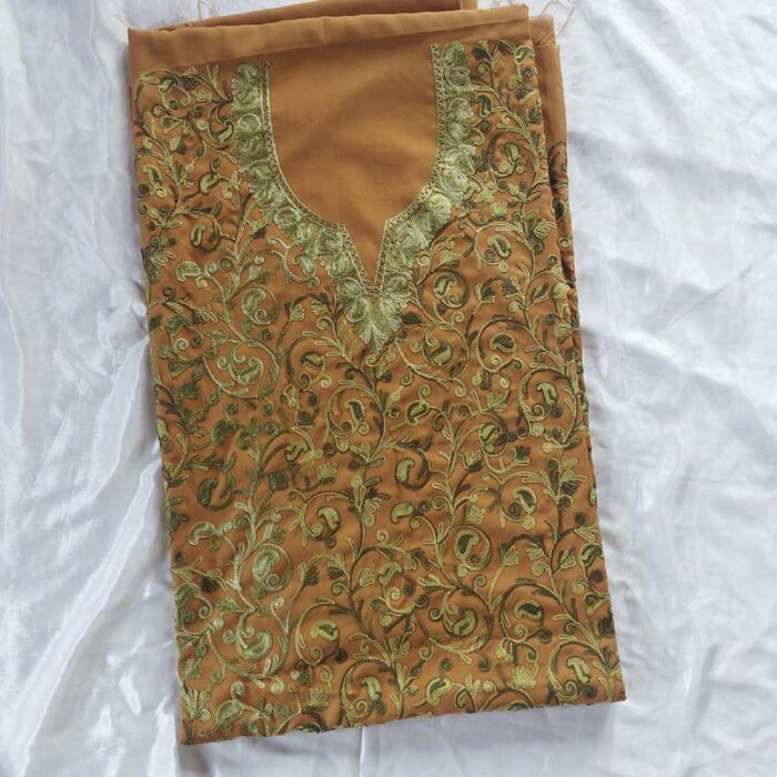 Brown Summer Cool Jali Aari Work 2Pc Suit