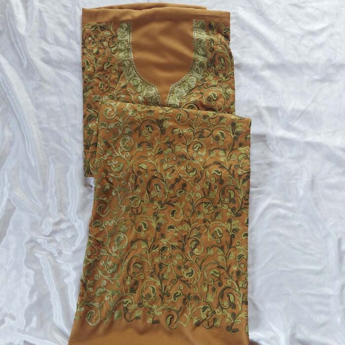 Brown Summer Cool Jali Aari Work 2Pc Suit - Image 2