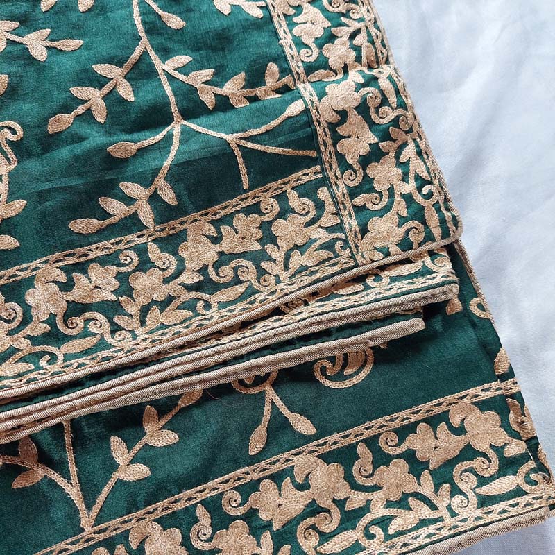 Pure Georgette Green Aari Work 3Pc Suit - Image 2