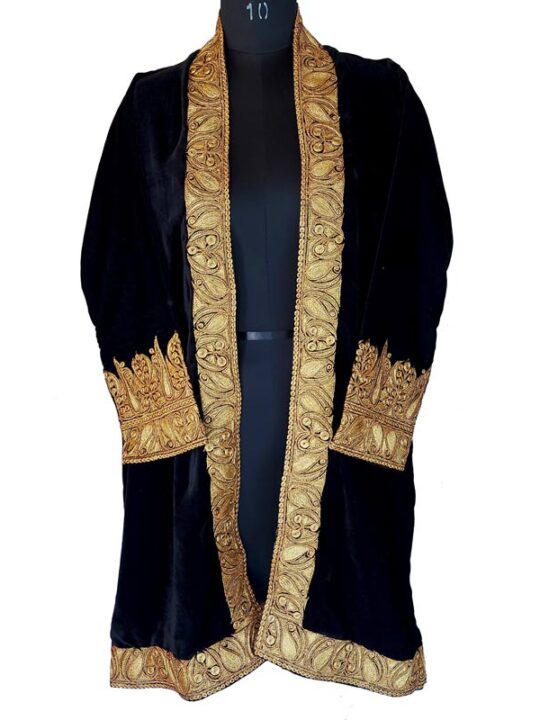 Black Velvet Tilla Embroidered Kimono Jacket