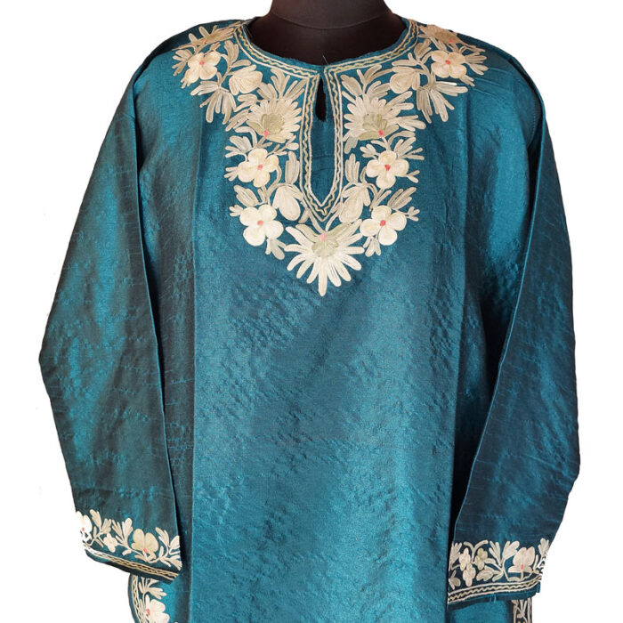 Peacock Blue Silk Summer Kurti
