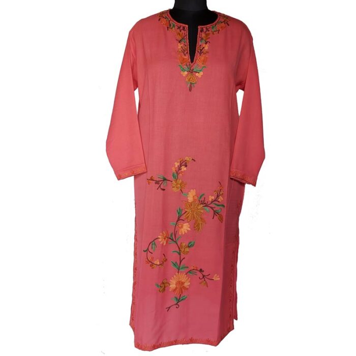 Pink Summer Cool Kurta with Fine Aari Work - Image 2