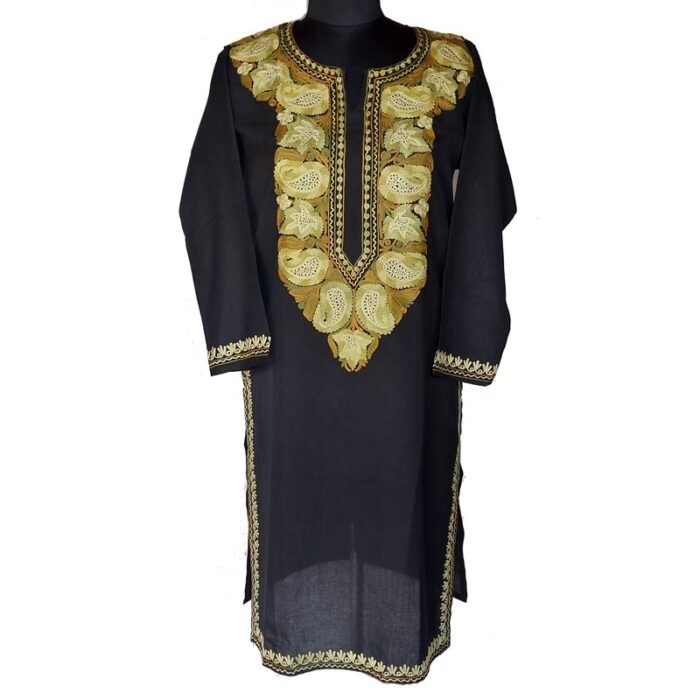 Black Summer Cool Kurta with Aari Work - Image 2