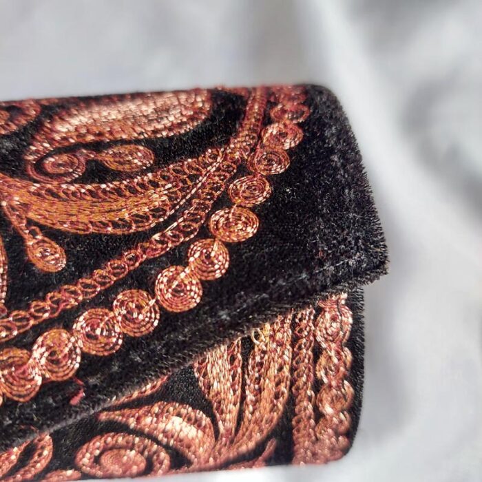 Black Velvet Clutch With Bronze Tilla Work - Image 2