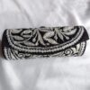 Black Velvet Tilla Clutch With Silver Embroidery