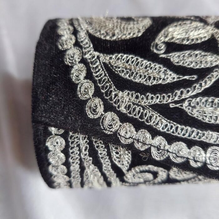 Black Velvet Tilla Clutch With Silver Embroidery - Image 2