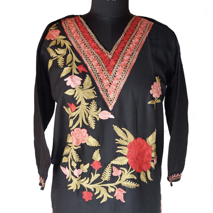 Black Floral Aari Summer Kurti