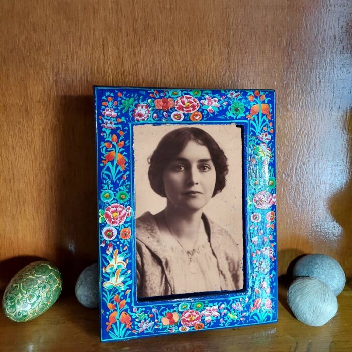Blue Paper Mache Photo Frame