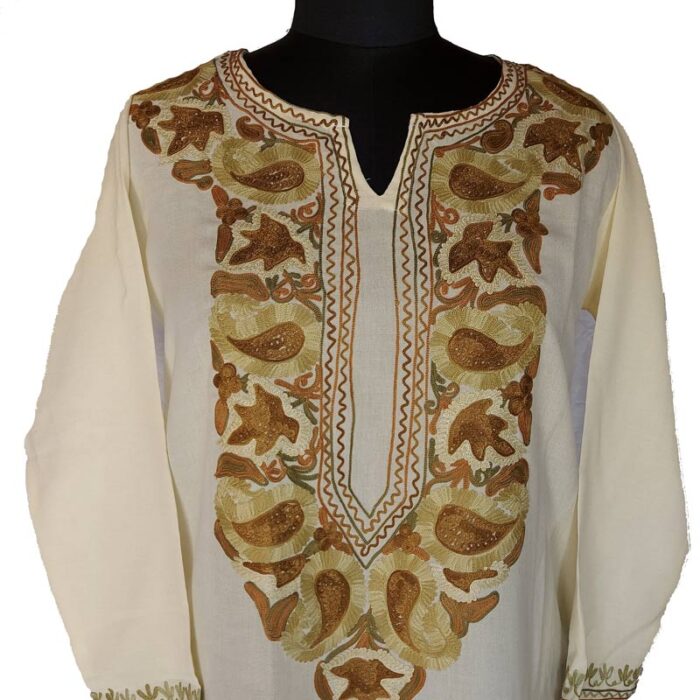 Light Yellow Summer Cool Kurta with Aari Work