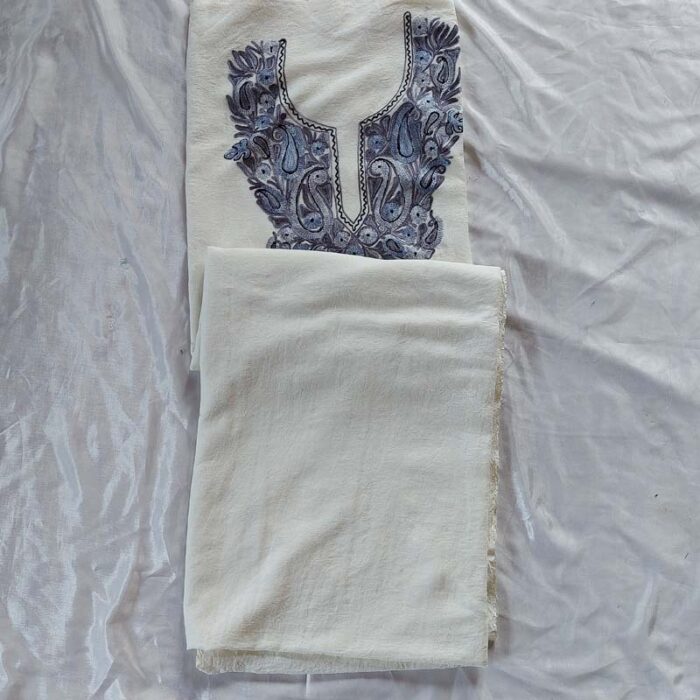 White Crush Cotton Aari Work 2Pc Suit - Image 2