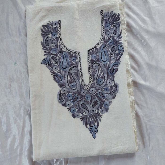 White Crush Cotton Aari Work 2Pc Suit