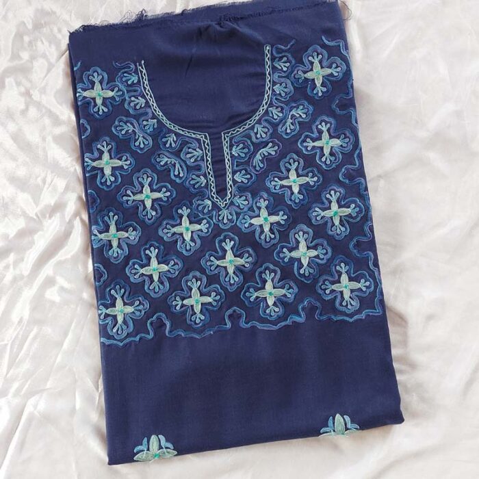 Dark Blue Ruby Cotton Aari Work 2Pc Suit