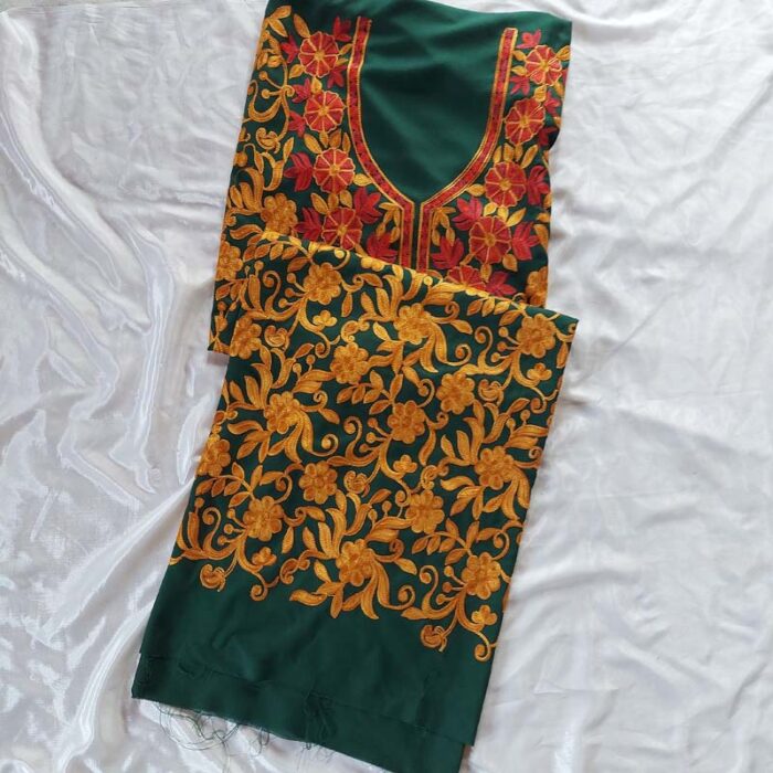 Dark Green Summer Cool Aari Work 2Pc Suit - Image 2