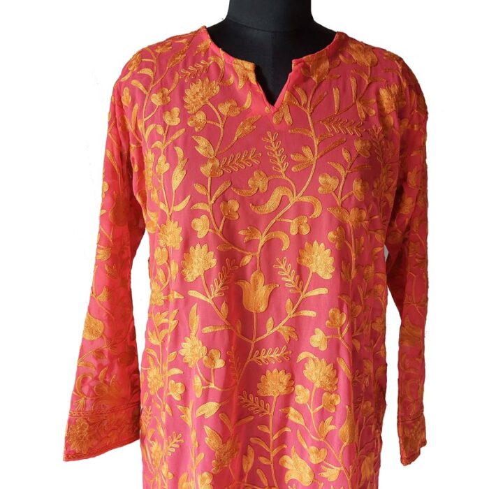 Dark Pink Georgette Aari Kurti