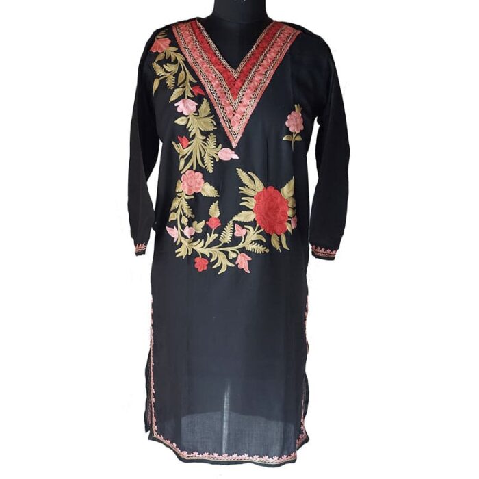 Black Floral Aari Summer Kurti - Image 2