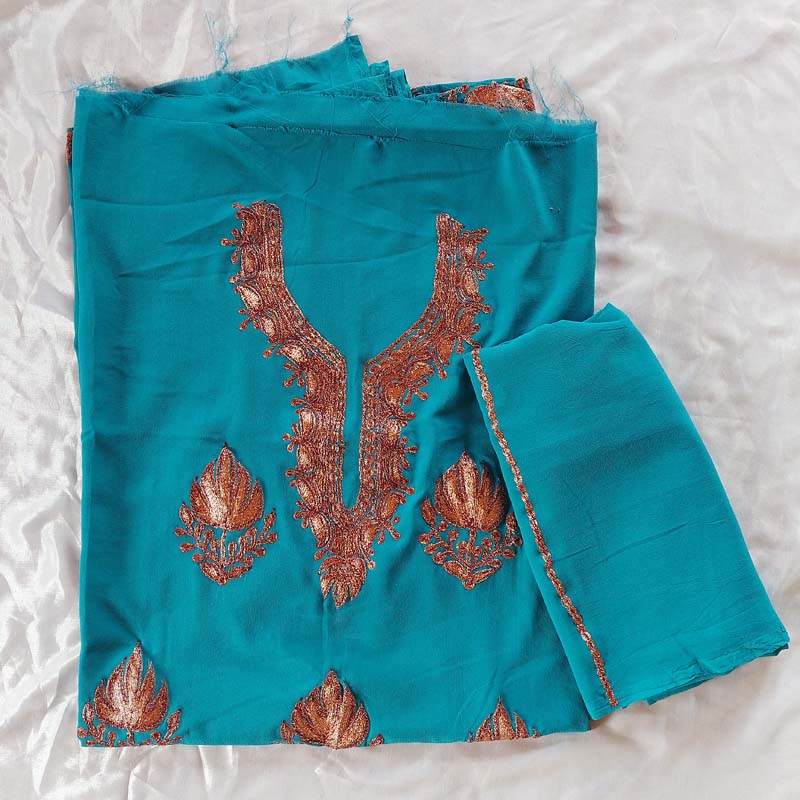 Pure Georgette Ferozi Tilla Work 3Pc Suit