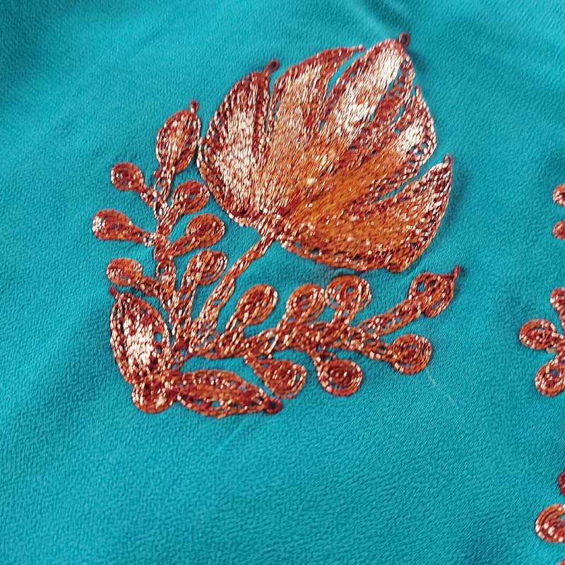 Pure Georgette Ferozi Tilla Work 3Pc Suit - Image 2