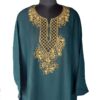 5XL Dark Green Kashmiri Summer Kurta with Fine Aari Work