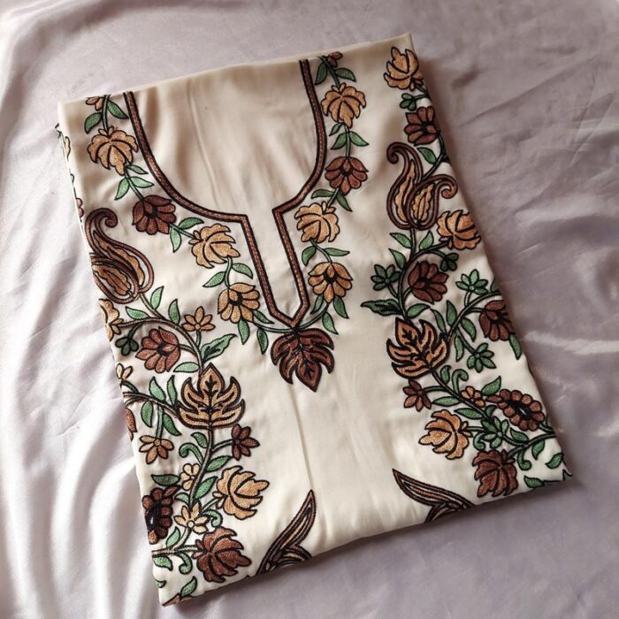 White Chinari Kashmiri Kadai Summer Suit