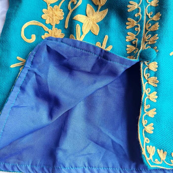 Green Aari Work Kids Coat (L 17) - Image 2