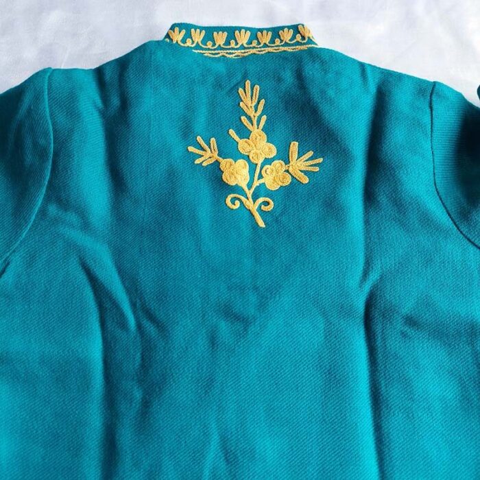 Green Aari Work Kids Coat (L 17) - Image 5