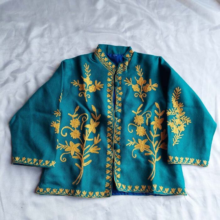 Green Aari Work Kids Coat (L 17)