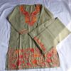 Light Green Aari Work Kids Summer Cool Cotton Kurta With Trousers (L 26.5)