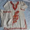 White Aari Work Kids Summer Cool Cotton Kurta With Trousers (L 27)