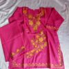 Dark Pink Aari Work Kids Summer Cool Cotton Kurta With Trousers (L 23)