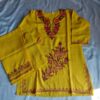 Yellow Aari Work Kids Summer Cool Cotton Kurta With Trousers (L 24)