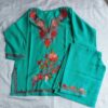Light Green Aari Work Kids Summer Cool Cotton Kurta With Trousers (L 20)