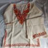 White Aari Work Kids Summer Cool Cotton Kurta With Trousers (L 22)