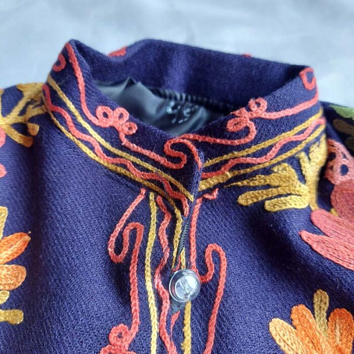 Dark Blue Aari Work Kids Coat (L 20) - Image 3