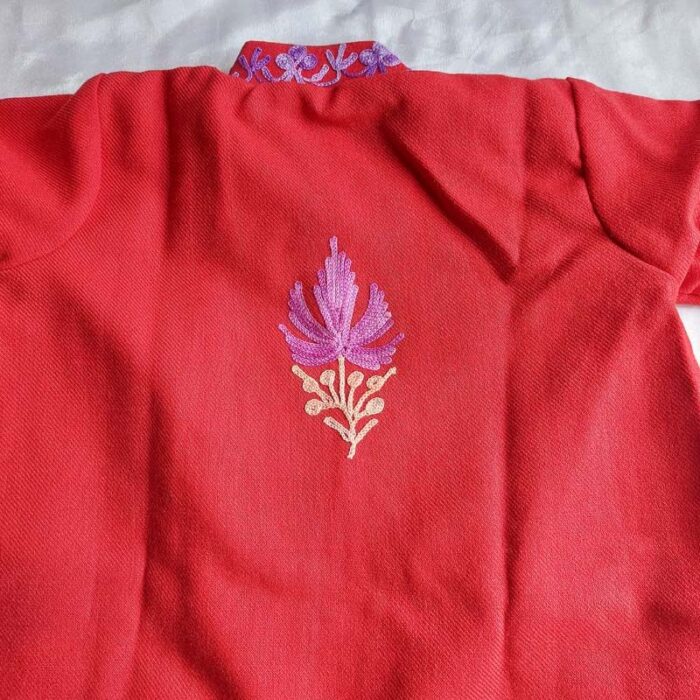 Red Aari Work Kids Coat (L 23) - Image 5