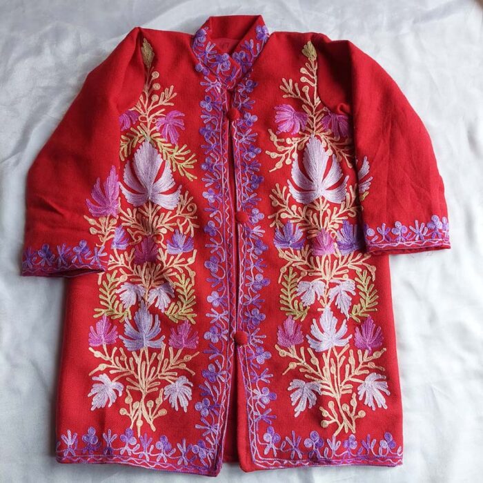 Red Aari Work Kids Coat (L 23)