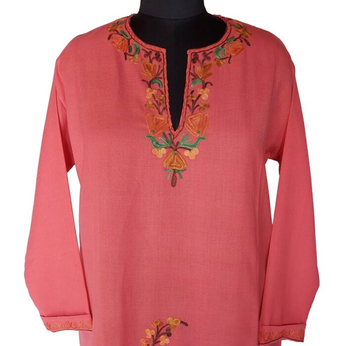Pink Summer Cool Kurta with Fine Aari Work