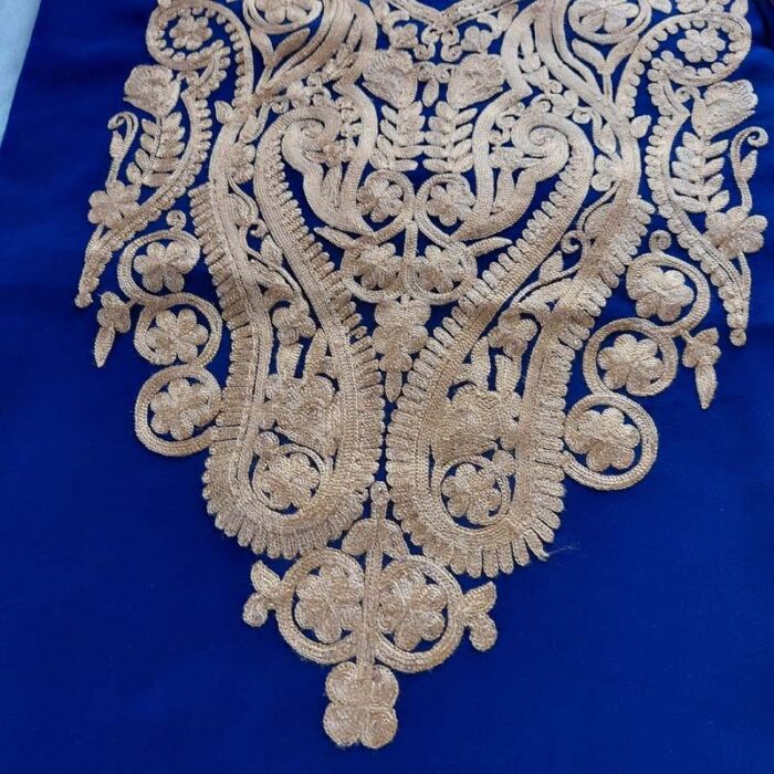 Pure Georgette Dark Blue Aari Work 3Pc Suit - Image 2