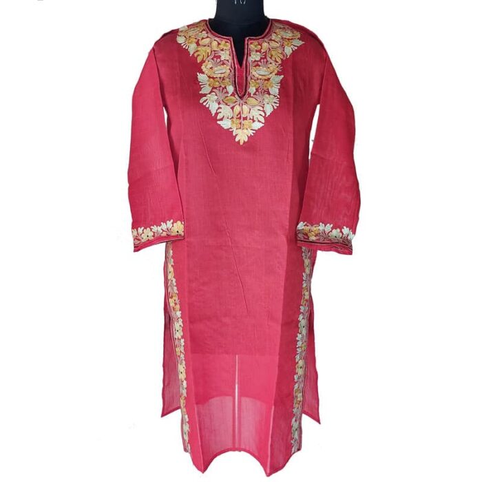Red Silk Summer Kurti - Image 2