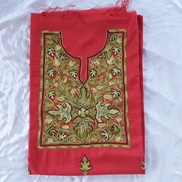 Red Ruby Cotton Aari Work 2Pc Suit