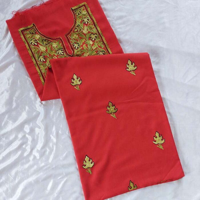 Red Ruby Cotton Aari Work 2Pc Suit - Image 2