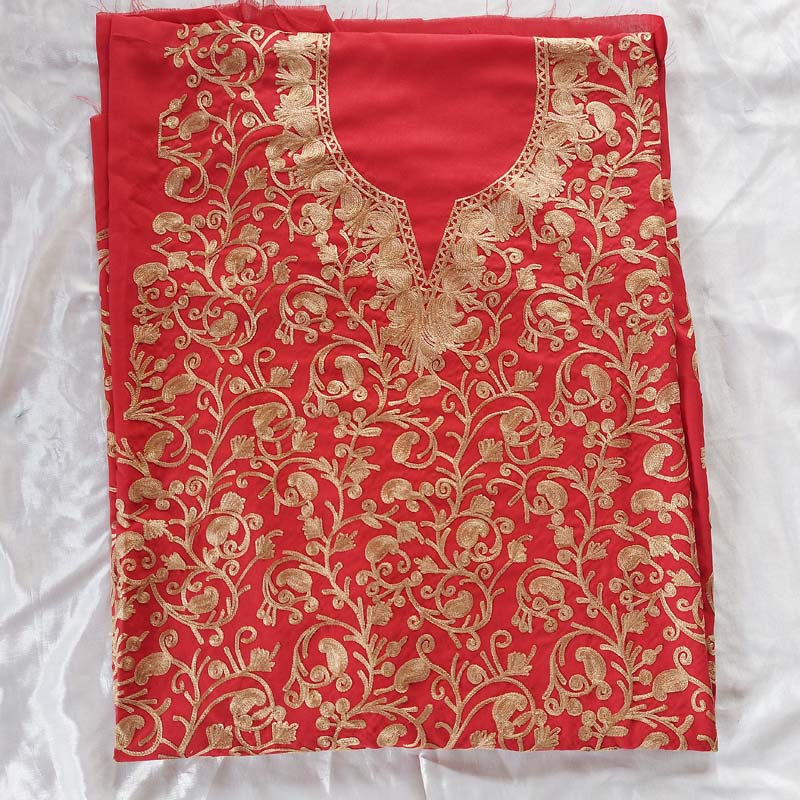 Red Summer Cool Jali Aari Work 2Pc Suit
