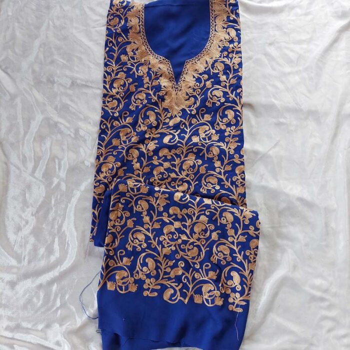 Dark Blue Summer Cool Jali Aari Work 2Pc Suit - Image 2