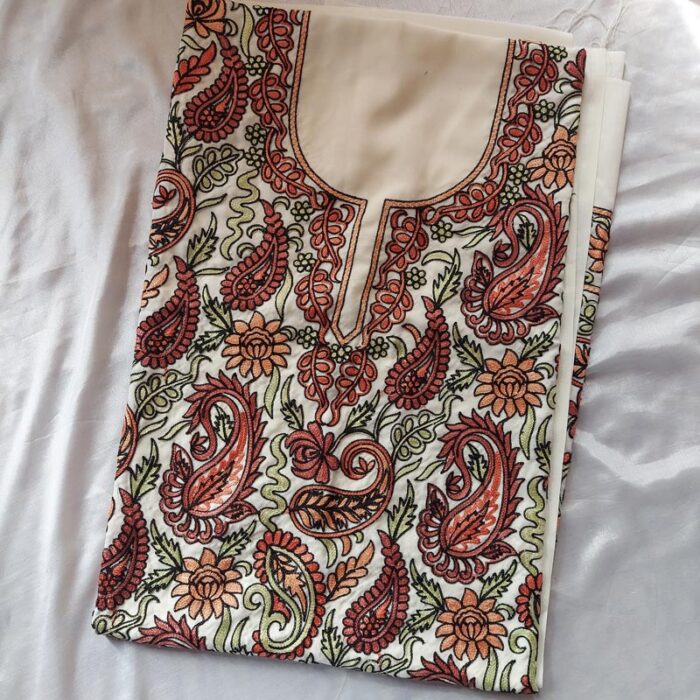 White Summer Cool Floral Aari Suit