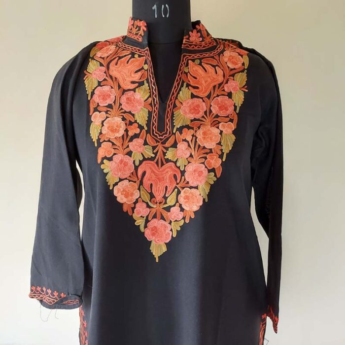 Black Chinari Kashmiri Aari Kurti