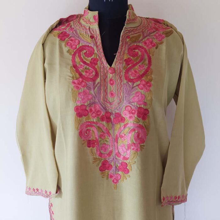 Light Green Summer Kashmiri Aari Kurta