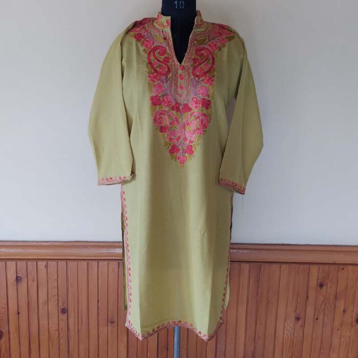 Light Green Summer Kashmiri Aari Kurta - Image 2