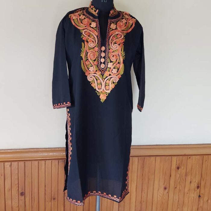Black Summer Kashmiri Aari Kurta - Image 2