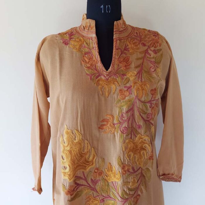 Brown Summer Kashmiri Aari Kurta