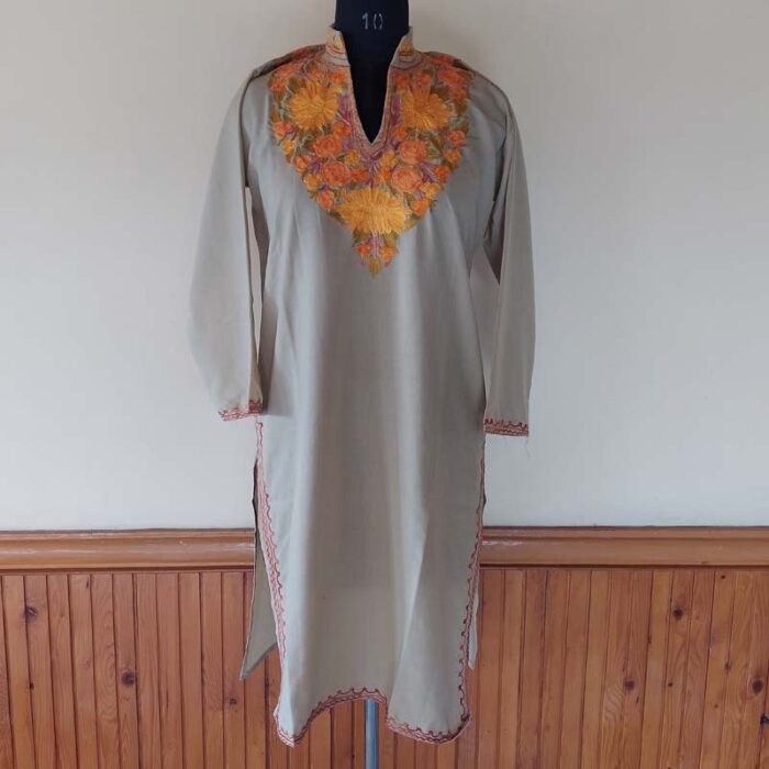 Sober Grey Summer Kashmiri Aari Kurta - Image 2